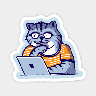 Cat on Laptop Magnet