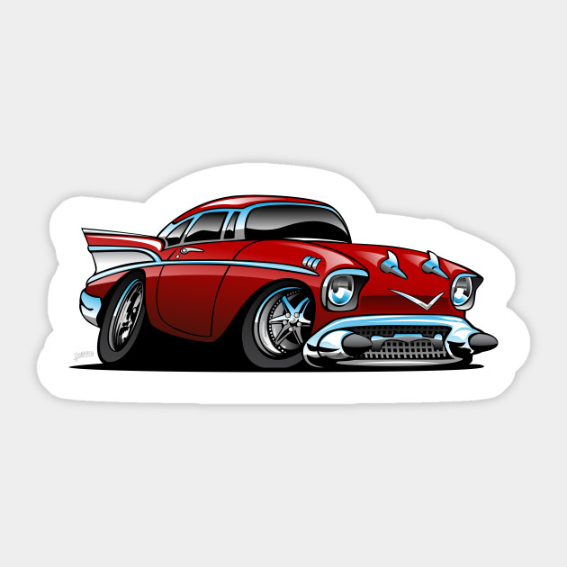Classic American 57 Hot Rod Cartoon