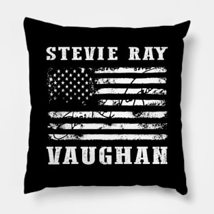Distressed American Flag Stevie Ray Vaughan Legend Pillow