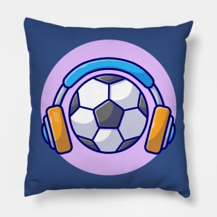 Soccer Ball With Headphone Cartoon Vector Icon Illustration Pillow