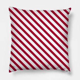 Red and White Candy Cane Stripes Diagonal Lines Pillow