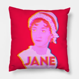 Jane Austen Portrait Neon Pillow