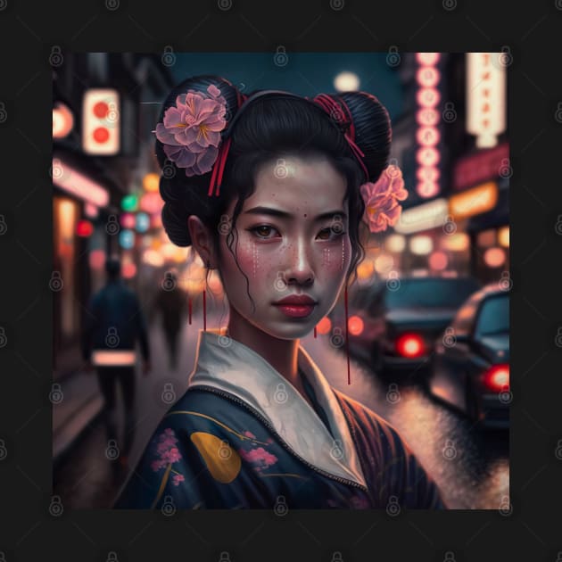 Kimono Japanese Woman Portrait Tokyo by unrealartwork