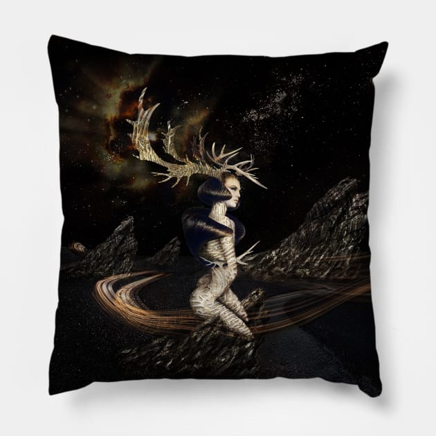THE LEGEND OF THE MIRACULOUS DEER Pillow by gabor_paszti