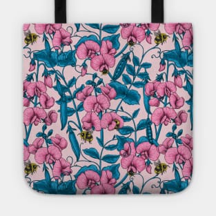 Sweet peas and bumblebees Tote