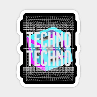 TECHNO  - Bold Geometry (White) Magnet