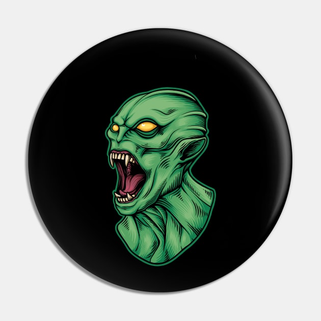 Alien Head Pin by Arjanaproject