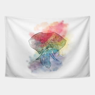 Watercolor Elephant Mandala Tapestry