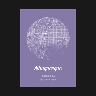 City map in purple: Albuquerque New Mexico, USA with retro vintage flair T-Shirt