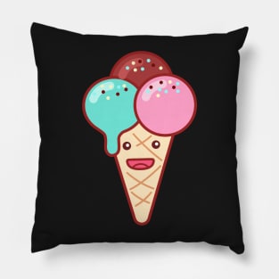 Triple Scoop Ice Cream Emoji Minimal Pillow