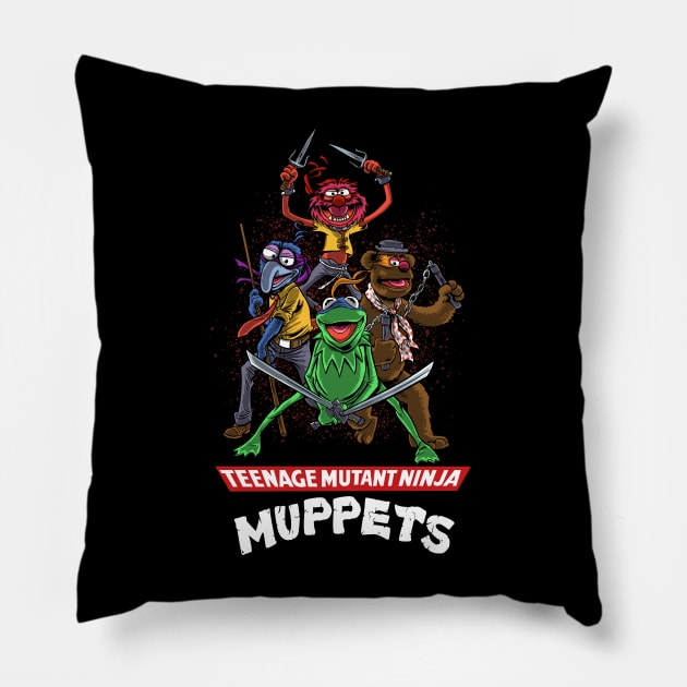 Teenage Mutant Ninja Muppets Pillow by Zascanauta