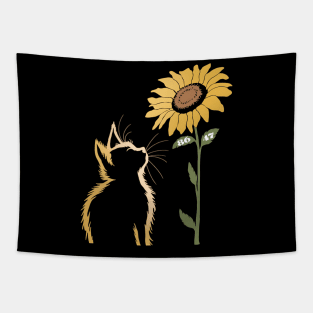 8647 Cat Sunflower – Subtle Anti-Trump Political Design for Cat Lovers Tapestry