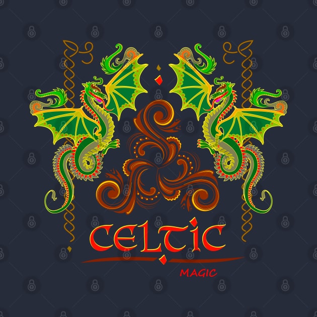 Celtic dragons and Triskele symbol by Artist Natalja Cernecka