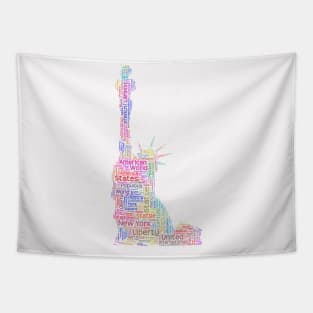 Statue of Liberty Travel Text Word Cloud Tapestry