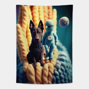 wool character portrait Lovely little puppy in space Tapestry