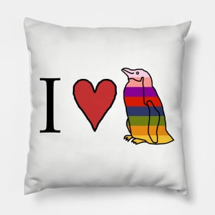 I Love a Rainbow Penguin Pillow