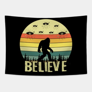 Retro Believe in Bigfoot Tapestry