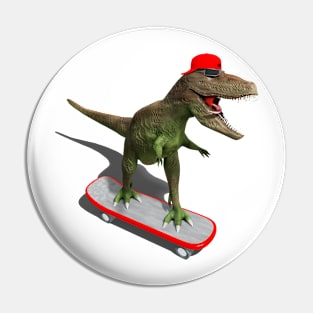 Skateboarding T-Rex Pin