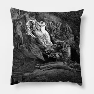 High Resolution Gustave Doré Illustration Dante Faints Pillow