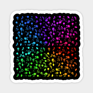 Rainbow Bouquet of Spring Flowers Pattern Magnet