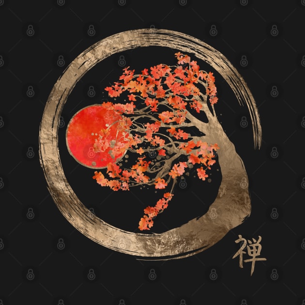 Enso Zen Circle and Sakura Tree by Nartissima