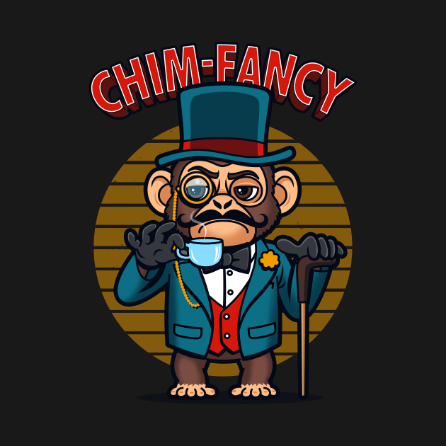 Funny Fancy Vintage Cute Tea Drinking Chimpanzee Original Funny Pun by Originals By Boggs