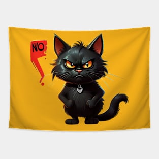 Black Cat Says No: Funny illustration for black cat lover Tapestry