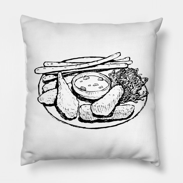 dish of fast food Pillow by Yerlanio