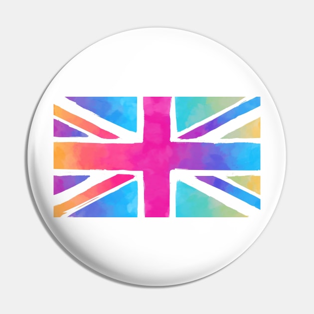 Colorful Union Jack flag Pin by chris@christinearnold.com