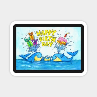 Happy Birthday Whales Magnet
