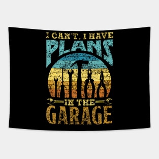 I Can'T I Have Plans In The Garage Men Mechanic Dad Garage Tapestry