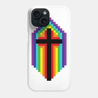 Rainbow Cross - Black on White Phone Case