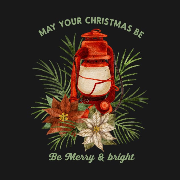Christmas Lantern With 'May Your Christmas be Merry & Bright' by SWON Design