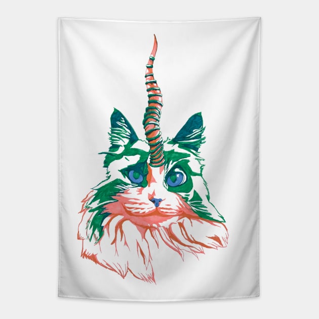 Fluffy Unicat Tapestry by RaLiz