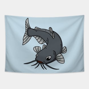 Cute catfish cartoon illustration Tapestry