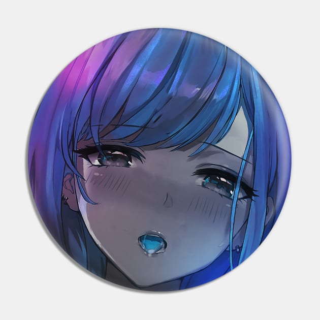 anime girl with blue hair and purple eyes