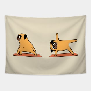 Pug Yoga Half moon Tapestry