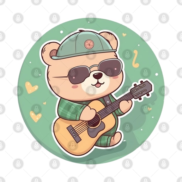 Cool Bear Playing Guitar by Artifyio