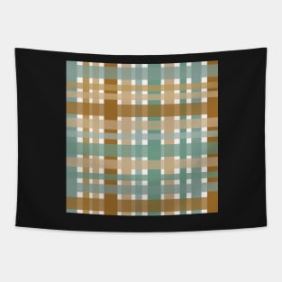 Modern tartan plaid in tones of sage blue green and caramel Tapestry