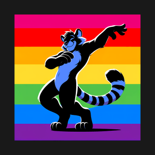 Rainbow LGBTQ Furry Pride Dancing Tiger Fursona T-Shirt