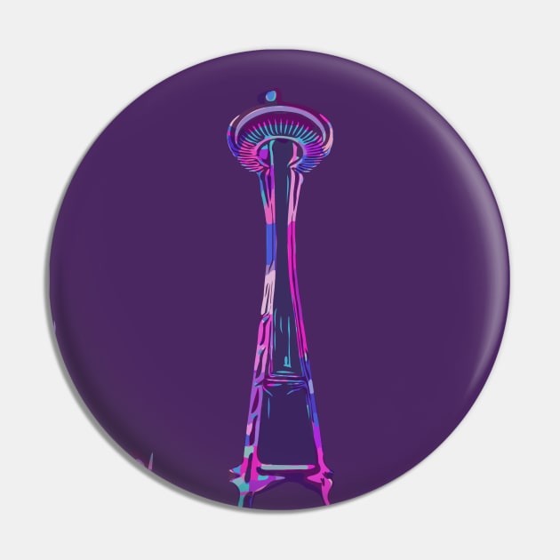 Artistic Seattle Space Needle Pin by WelshDesigns