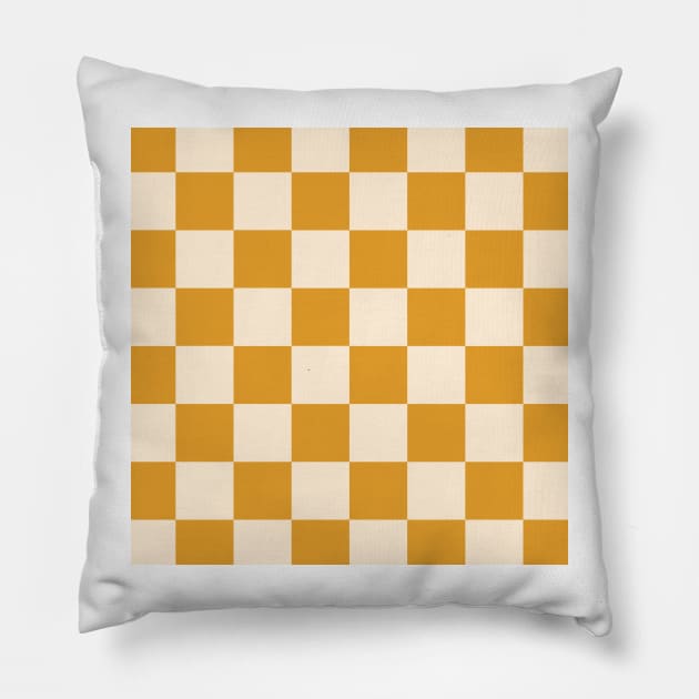 checkered pattern - yellow and mustard checks Pillow by bigmoments