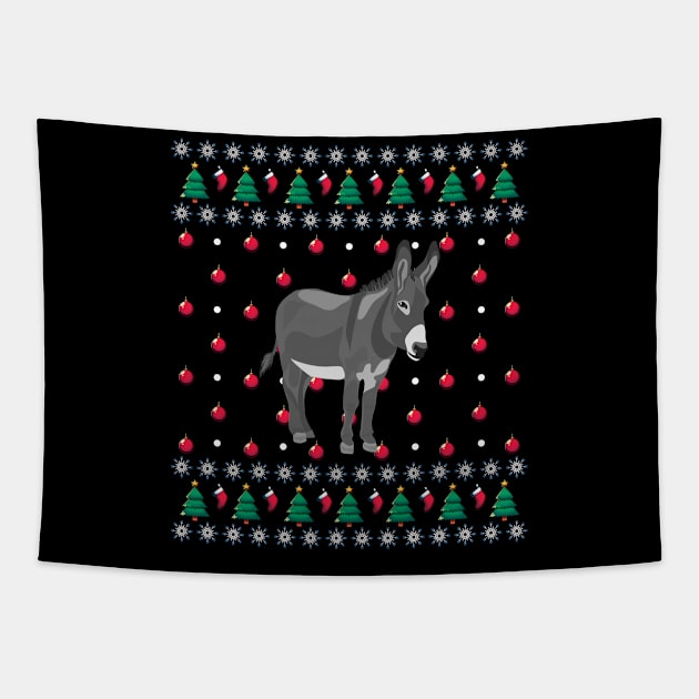 Xmas Donkey Ugly Christmas Tapestry by ShirtsShirtsndmoreShirts