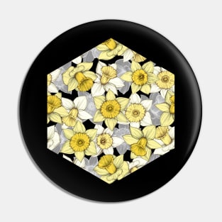 Daffodil Daze - yellow & grey daffodil illustration pattern Pin