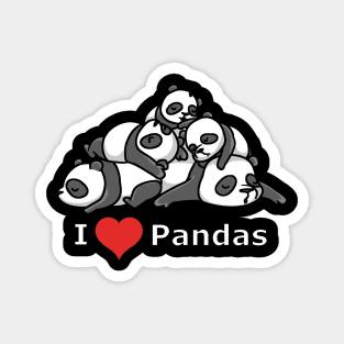 Sleeping cute Pandas - I Love Pandas with heart Magnet