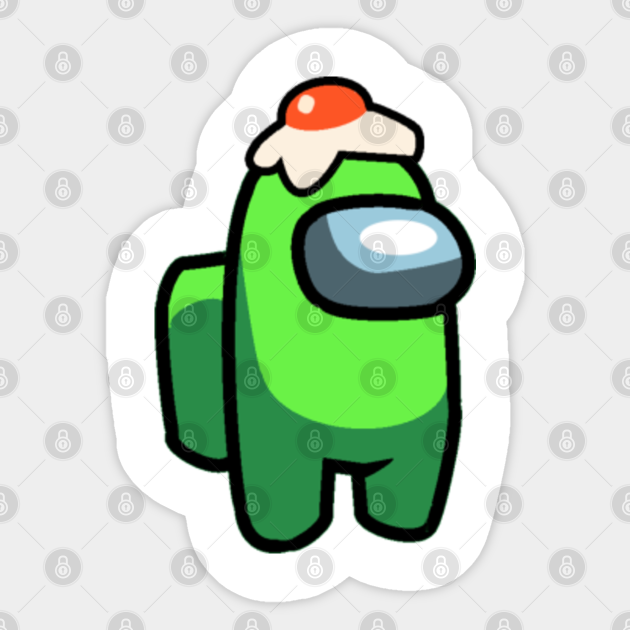 Amongus Crew Light Green With Egg Hat Amongus Memes Design Sticker Teepublic