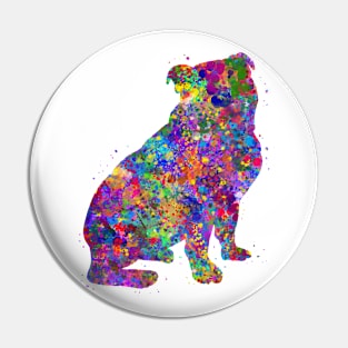 English Bulldog Puppy watercolor Pin