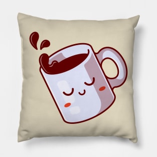 Cute Sleepy Mug With Coffee Cartoon Pillow