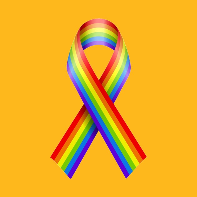 Rainbow flag ribbon LGBTQ gay rights equality by pickledpossums