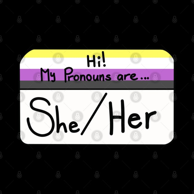 Hi my pronouns are - She/Her - Nonbinary pride by Beelixir Illustration